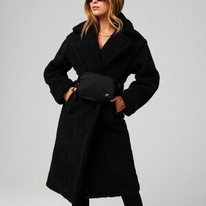 Fabletics Black Long Teddy Coat